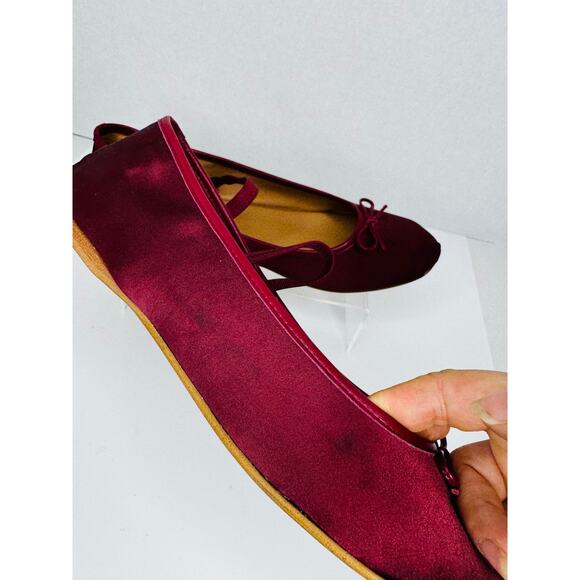 ALOHAS Burgundy Satin Odette ballet flats size 12 - Picture 4 of 11